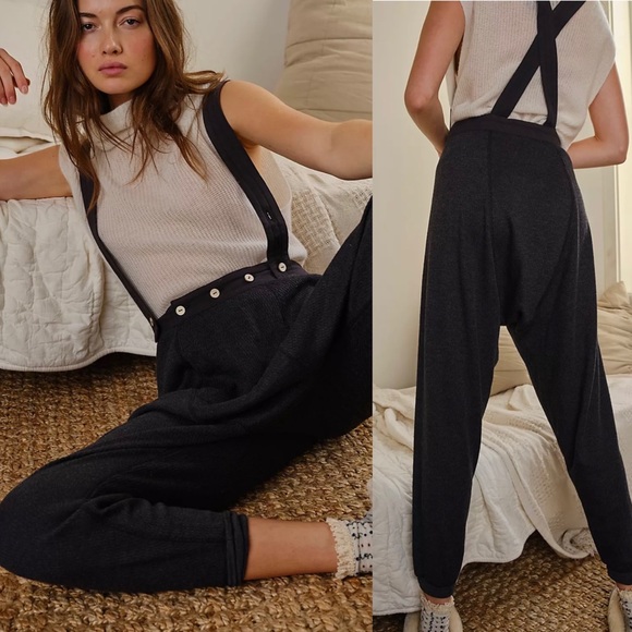 Free People Pants - NWOT: Free People Black Suspender Harem Pants